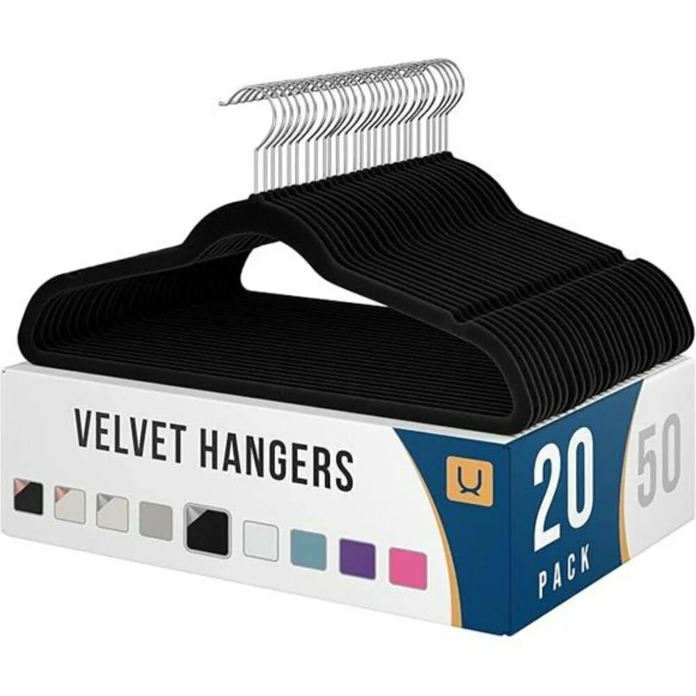Black Velvet Hangers 20 Pack Clothes Hangers Non Slip Felt Hangers Durable Coat